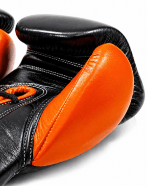 GATLING CONQUER GC-1 premium black orange lace up boxing gloves for sparring training worldwide