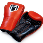 INFINITE GI-1 premium red and black top grain leather lace-up boxing gloves for sparring and training