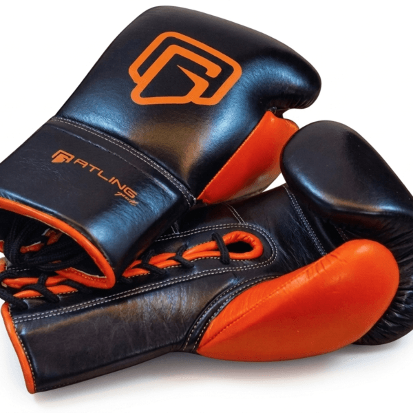 GATLING CONQUER GC-1 black and orange premium lace-up boxing gloves for sparring training heavy bag workouts